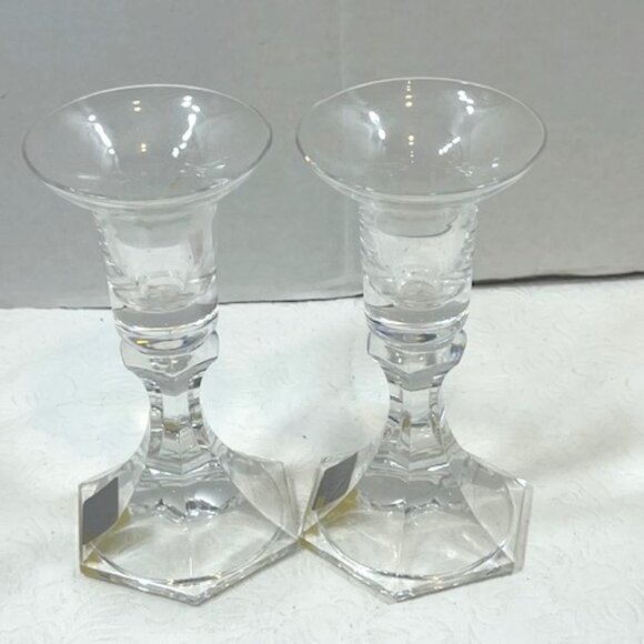VTG MIKASA Countess Crystal Candleholders Set of 2 Original Box 5.5" Tall - Picture 1 of 11